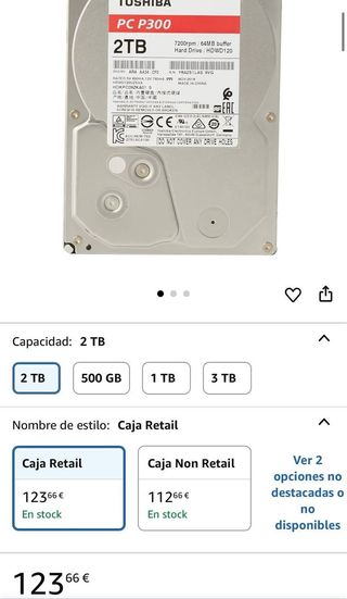 Disco Duro Toshiba P300 2TB Interno 3.5