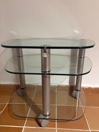 Mesa auxiliar y de TV Cristal y Metal
