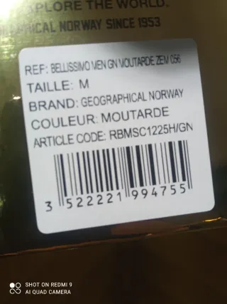 Chaqueta Geographical Norway Amarilla Talla M