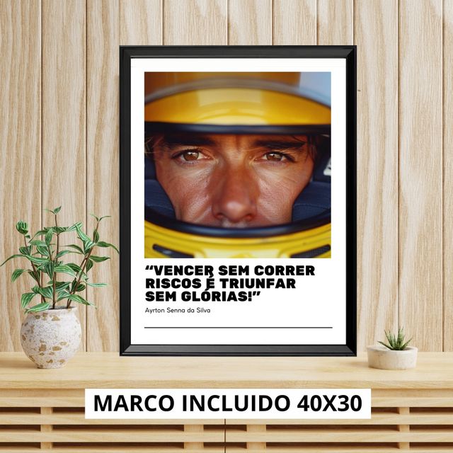 Ayrton Senna - Stampa Quadro Formula1 con Cornice
