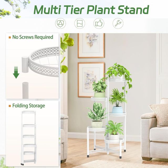 Suporte Metálico para Plantas Branco