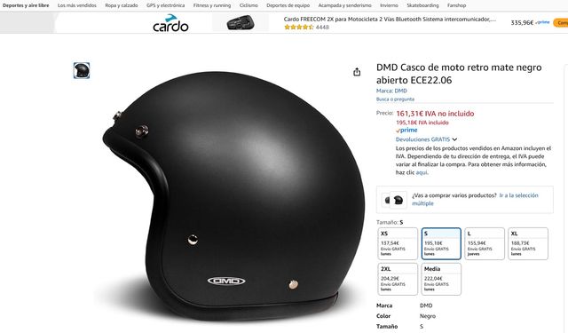 Casco Moto DMD Retro Mate Negro ECE22.06