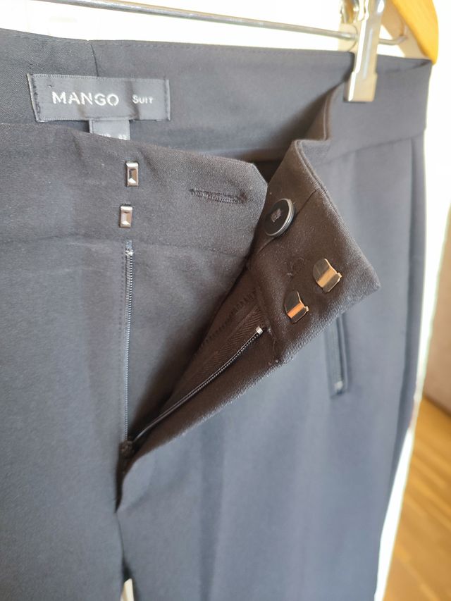 Pantalones Mango Negros con Cremalleras