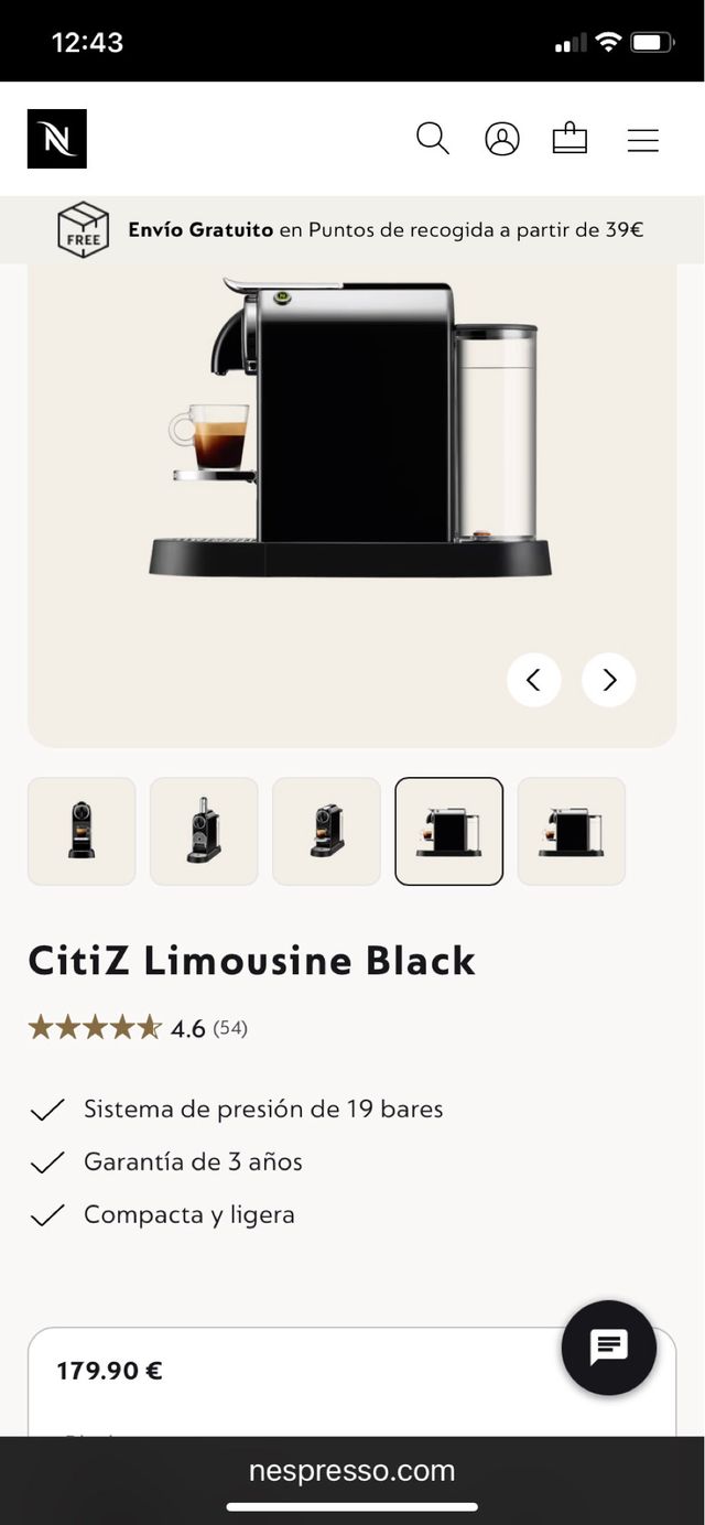 Macchina da caffè Nespresso CitiZ Limousine Black