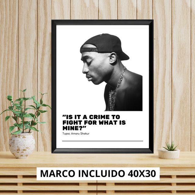 Tupac - Quadro stampa e cornice hip hop musica