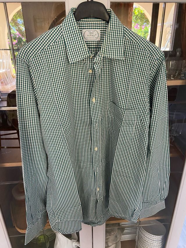 Camisa de cuadros hombre Vitali verde y blanco