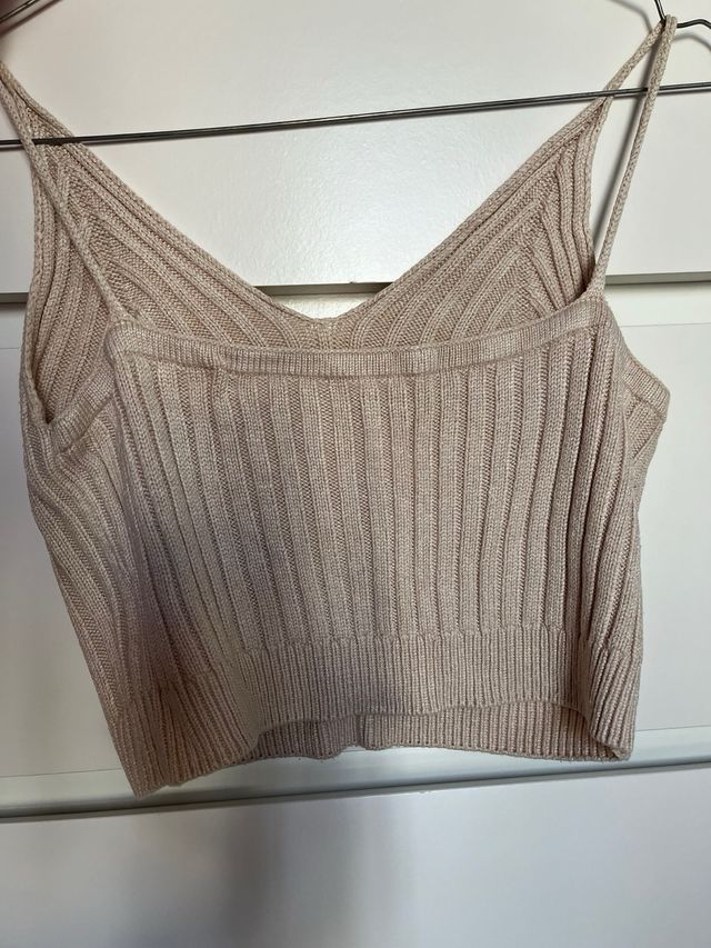 Top Shein beige canalé tirantes finos