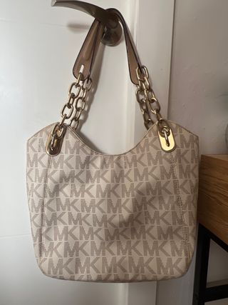 Bolso Michael Kors Beige y Dorado . Original
