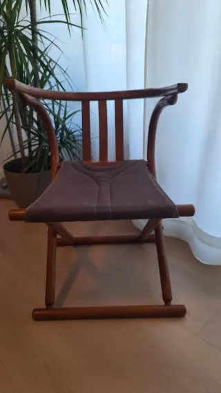Sedia pieghevole Thonet in legno e tessuto