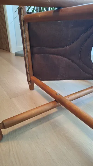 Sedia pieghevole Thonet in legno e tessuto