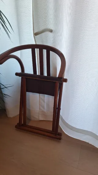 Sedia pieghevole Thonet in legno e tessuto