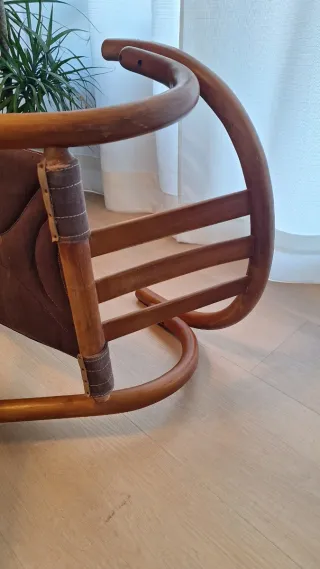 Sedia pieghevole Thonet in legno e tessuto