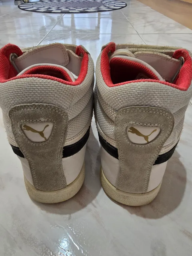 Tênis Puma High Top Branco e Vermelho