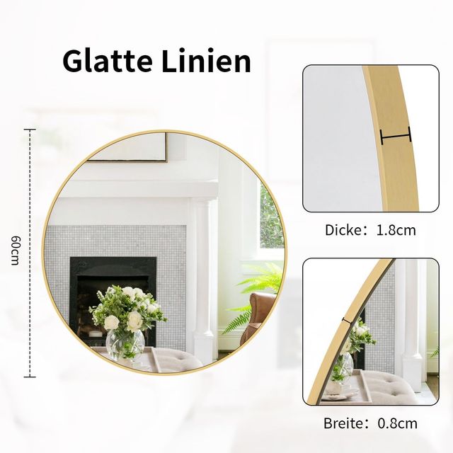 Espelho Redondo Koonmi Dourado 60cm