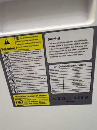 Trituradora de papel resistente: alimentación auto