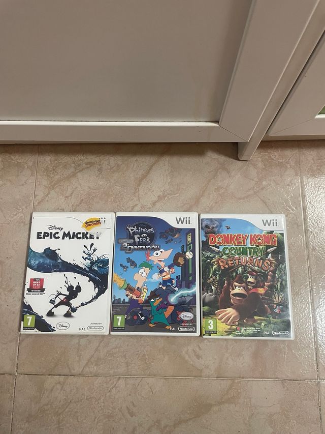 Lote 3 juegos Wii: Epic Mickey, Phineas, Donkey