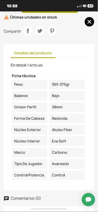 Pala de pádel Adidas Essnova Ctrl 2.0