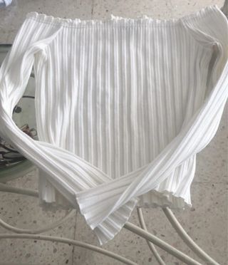 Camiseta canalé cuello barco blanca