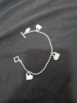 Pulsera Lotus Plata Corazones y Rombo