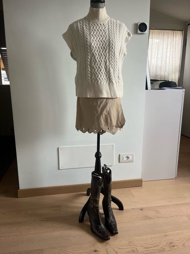 Vera Pelle minigonna beige