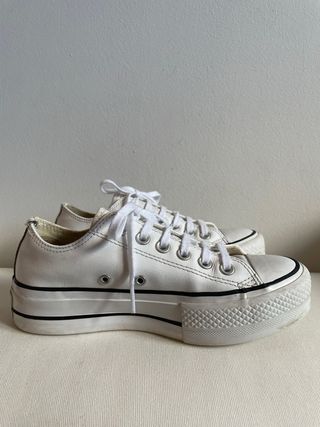Converse Cuero Plataforma Bajas Blancas
