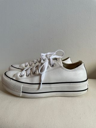 Converse Cuero Plataforma Bajas Blancas