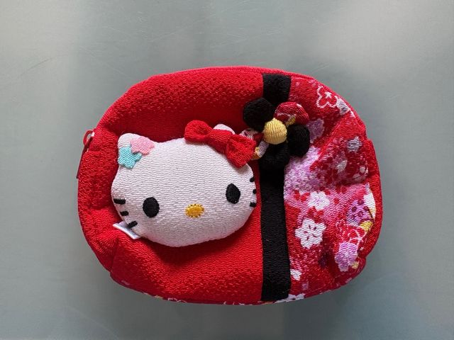 Monedero cartera Hello Kitty kimono japonés rojo