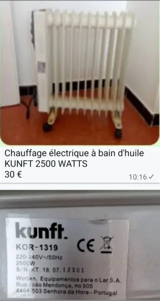 Calefactor de aceite KUNFT 2500W