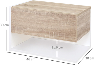 Set di 2 Comodini Sospesi a Parete con Cassetto e