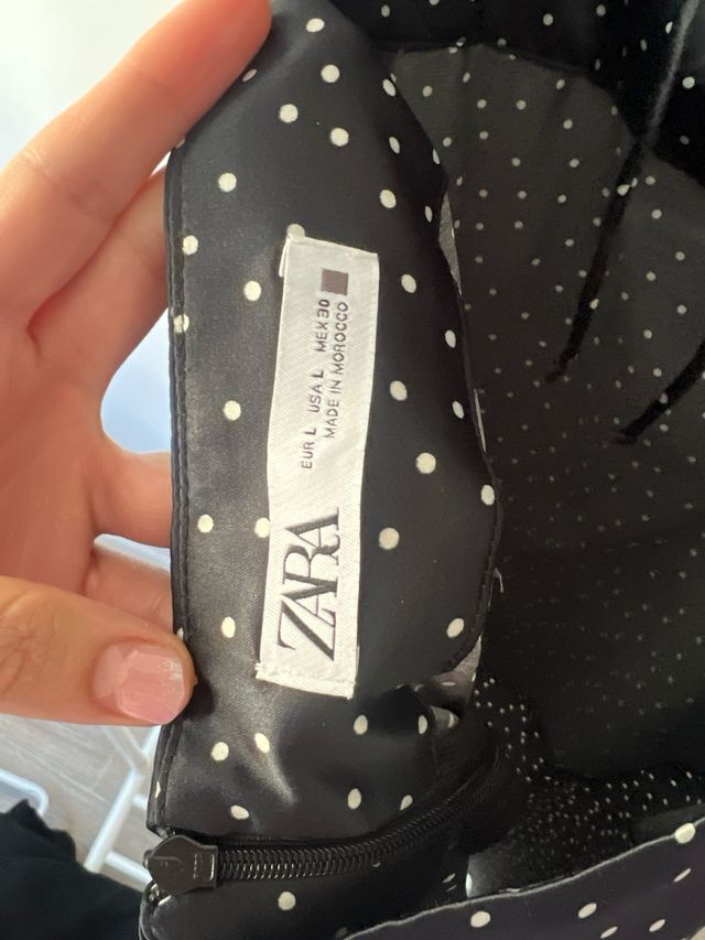 Vestido Zara Negro Lunares Blancos