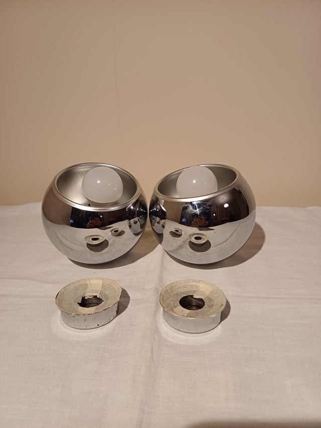 Coppia applique Eyeball cromate stile Reggiani