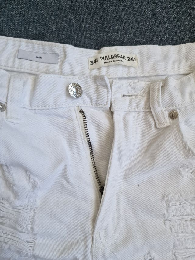 Short vaquero blanco rasgado mujer Talla S