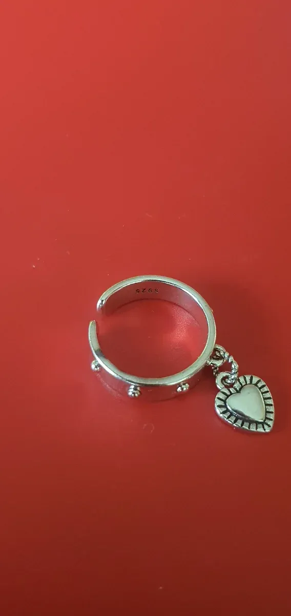 Anillo Plata Ley 925 Corazón Ajustable