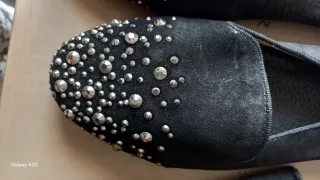 Set Ciabattine nere con strass e calzini