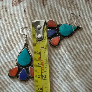 Pendientes Plata 925 Turquesa Coral Lapis