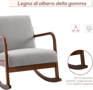 Poltrona a Dondolo Imbottita, Design Vintage in Le