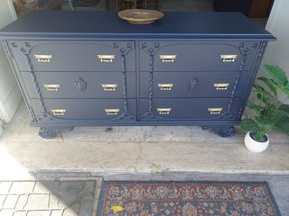 Trittico Comò + Comodini Blu Legno