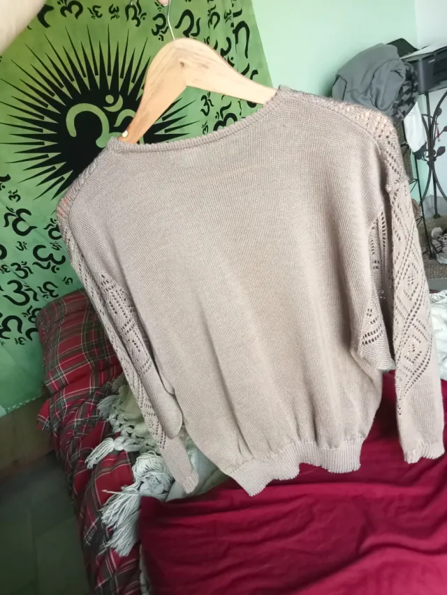 Maglione donna traforato beige