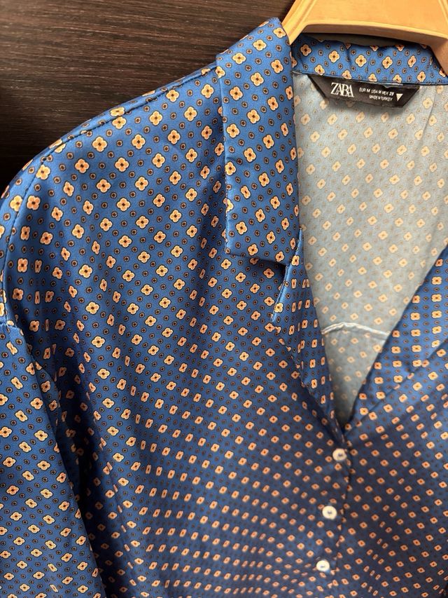 Camisa Zara Satén Estampada Talla M