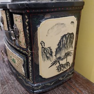 Joyero oriental de madera pintado a mano