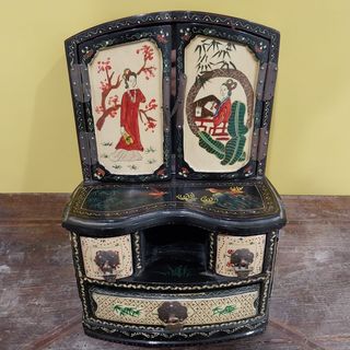 Joyero oriental de madera pintado a mano