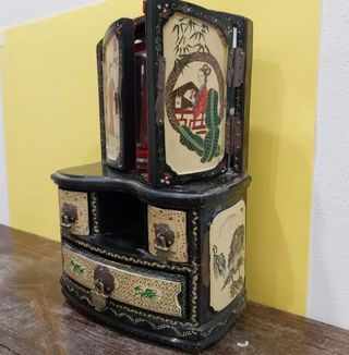 Joyero oriental de madera pintado a mano