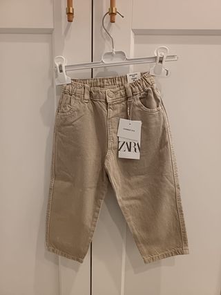 Pantaloni Zara Balloon Fit Garment Dye Beige