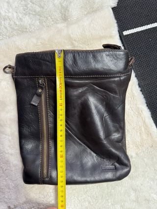 Bandolera Cuero Genuino Marrón Oscuro