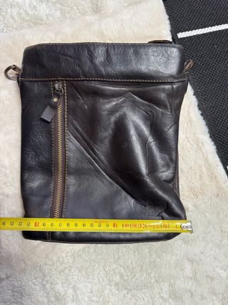 Bandolera Cuero Genuino Marrón Oscuro
