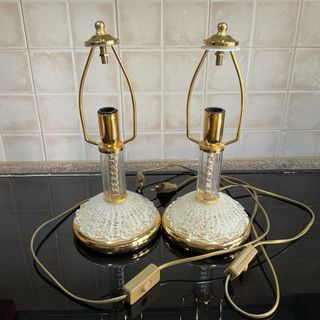 2 Lampade da tavolo in vetro e metallo