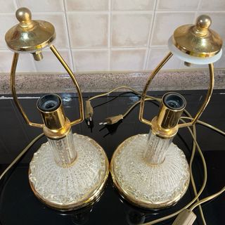 2 Lampade da tavolo in vetro e metallo