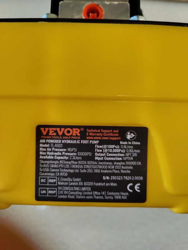 Bomba Hidráulica Neumática 10000 PSI