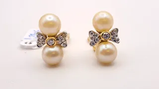 Pendientes Oro 18K Perlas y Diamantes