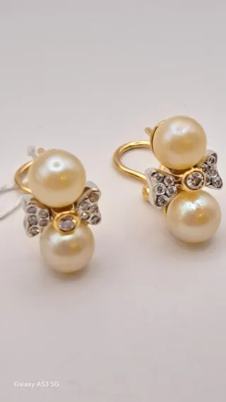 Pendientes Oro 18K Perlas y Diamantes